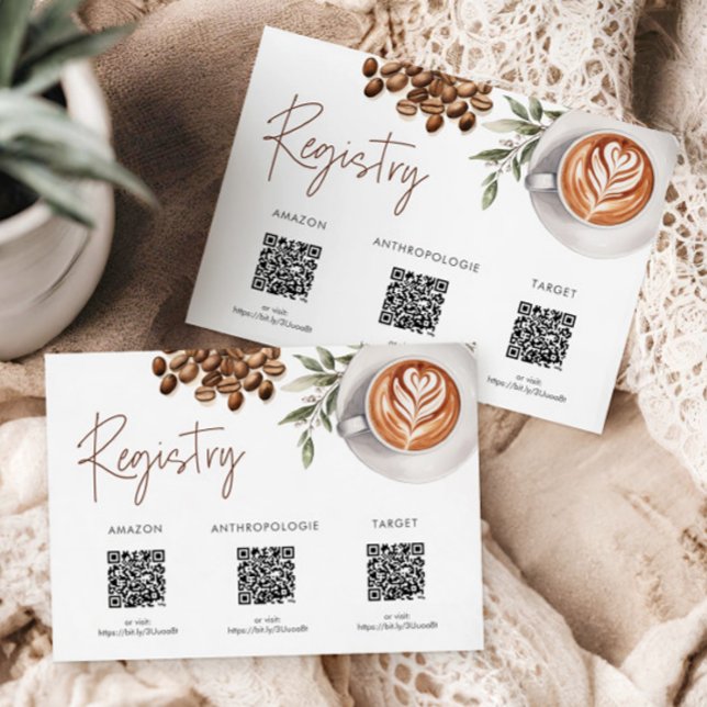 Kaffee-Brautparty - Liebe ist das Brauregister Begleitkarte (Coffee Bridal Shower - Love is Brewing Registry Enclosure Card)