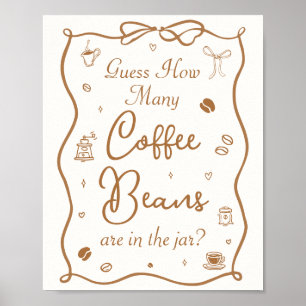 Kaffee-Brautparty - Rate die Anzahl der Kaffeebohn Poster