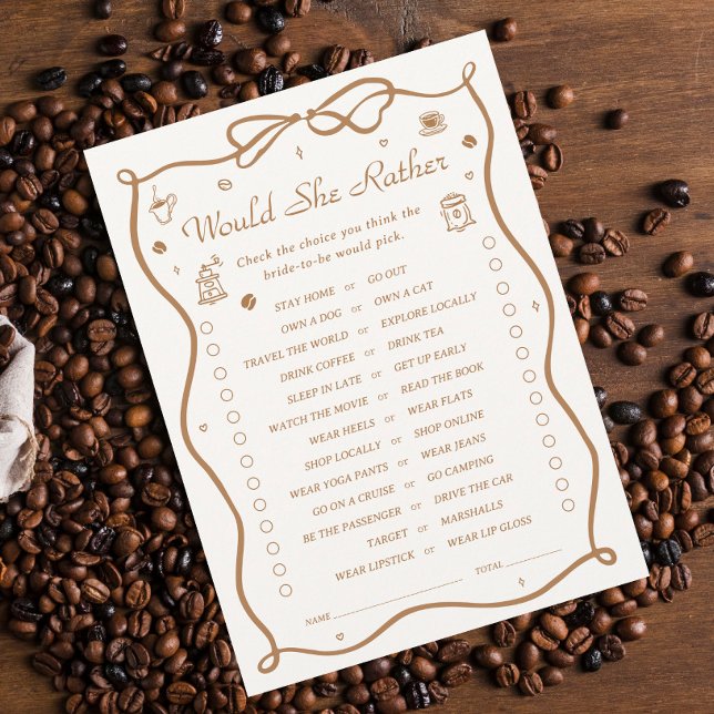 Kaffee-Brautparty würde sie eher Spielkarte machen Einladung (Von Creator hochgeladen)