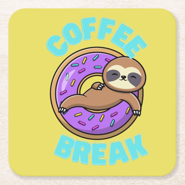 Kaffee Break Sloth Untersetzer (Vorderseite)