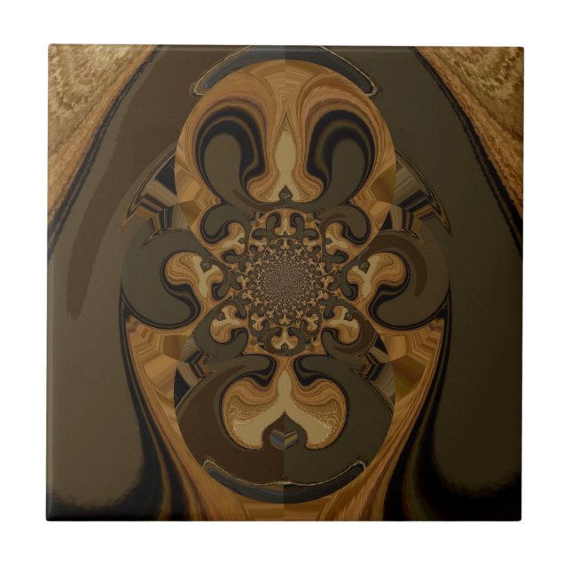 Kaffee Brown Fluid Kaleidoskop Art Print Fliese (Vorderseite)