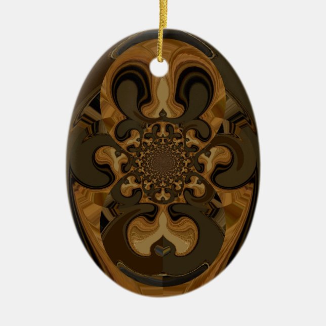 Kaffee Brown Fluid Kaleidoskop Art Print Keramik Ornament (Vorne)