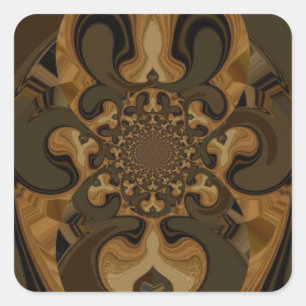 Kaffee Brown Fluid Kaleidoskop Art Print Quadratischer Aufkleber