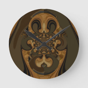Kaffee Brown Fluid Kaleidoskop Art Print Runde Wanduhr