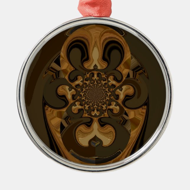 Kaffee Brown Fluid Kaleidoskop Art Print Silbernes Ornament (Vorne)