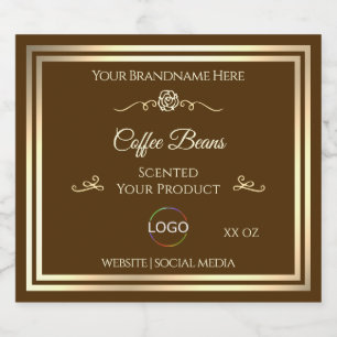 Kaffee Brown Product Label Gold Rahmen mit Logo Alkoholflaschenetikett