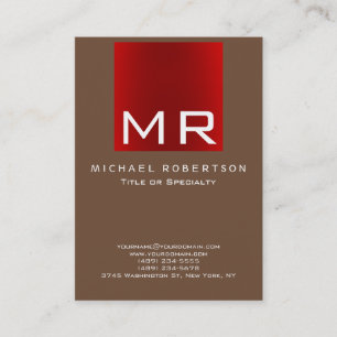 Kaffee Brown Red Stylish Monogram Business Card Visitenkarte
