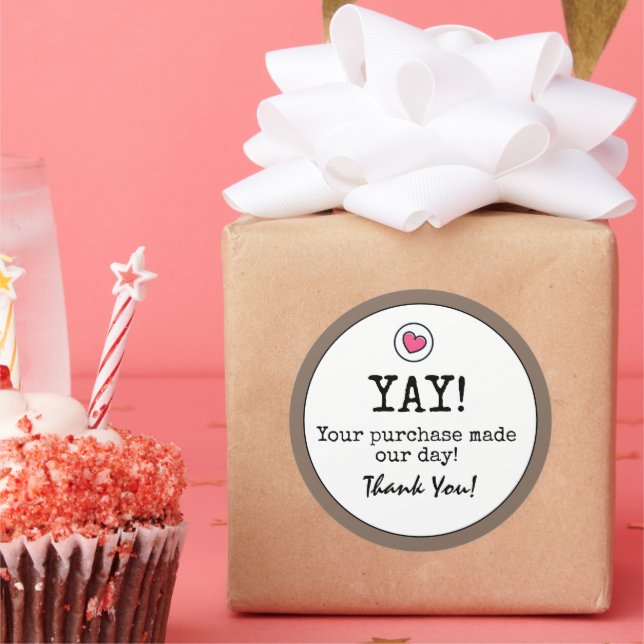 Kaffee Brown Retro mit Herz Geschäft Danke Runder Aufkleber (Party)