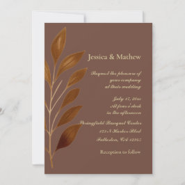 Kaffee Brown und Gold Leaf | Moderne Hochzeit Einladung