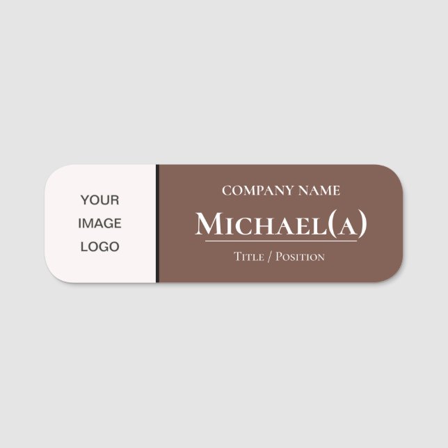 Kaffee Brown & White: Modernes elegantes Business- Namensschild (Vorderseite)