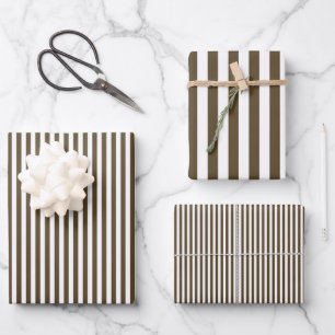 Kaffee Brown & White Streifen Geschenkpapier Set