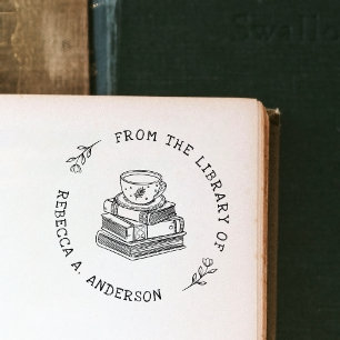 Kaffee & Bücher Boho Persönliches Bibliotheks-Exli Permastempel