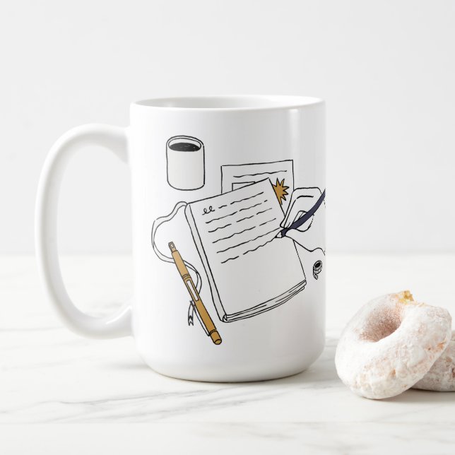 Kaffee, Bücher & lange Nächte – personalisierte Ta Kaffeetasse (Mit Donut)