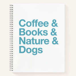 Kaffee & Bücher & Natur & Hunde-Notebook (blau)