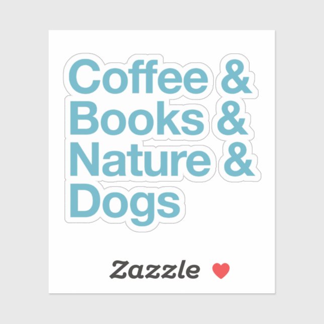 Kaffee & Bücher & Natur & Hunde Sticker (blau) (Blatt)