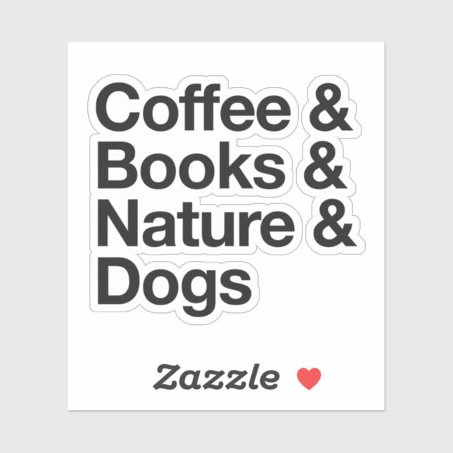 Kaffee & Bücher & Natur & Hunde Sticker (schwarz) (Blatt)