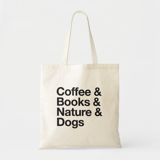 Kaffee & Bücher & Natur & Hunde Tote Tasche (schwa (Vorne)