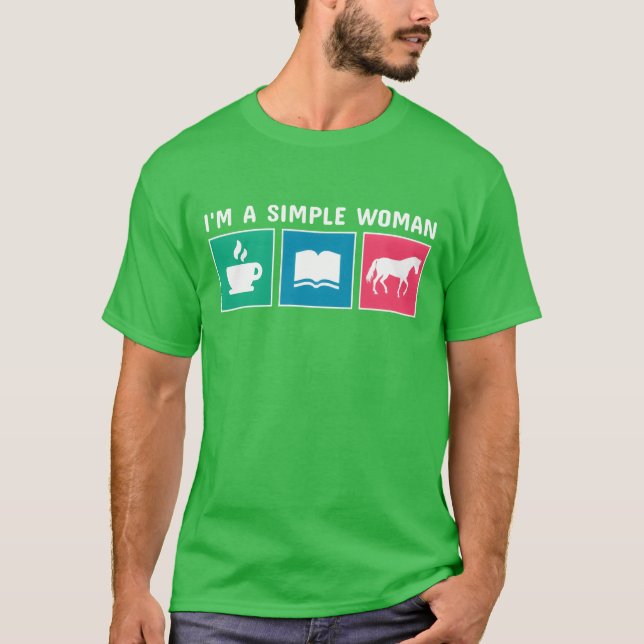 Kaffee Bücher Pferd Im einfachen Weibchen T-Shirt (Vorderseite)