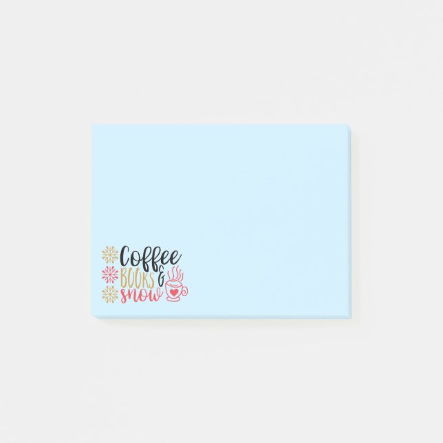 Kaffee Bücher Schnee Post-it Klebezettel (Vorderseite)