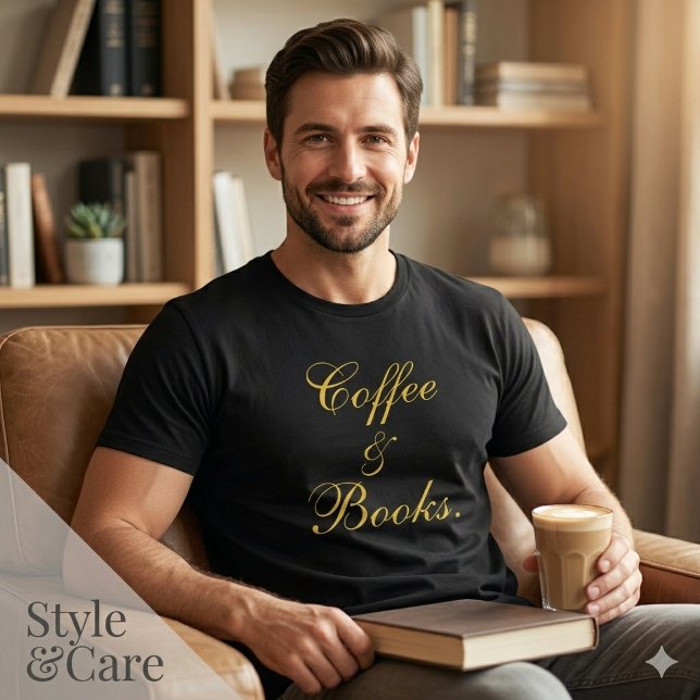 Kaffee & Bücher Text Schwarz Männer Tri-Blend Shirt (Coffee & Books Text Black Men's Tri-Blend Shirt)