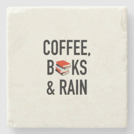 Kaffee, Bücher u. Regen Steinuntersetzer