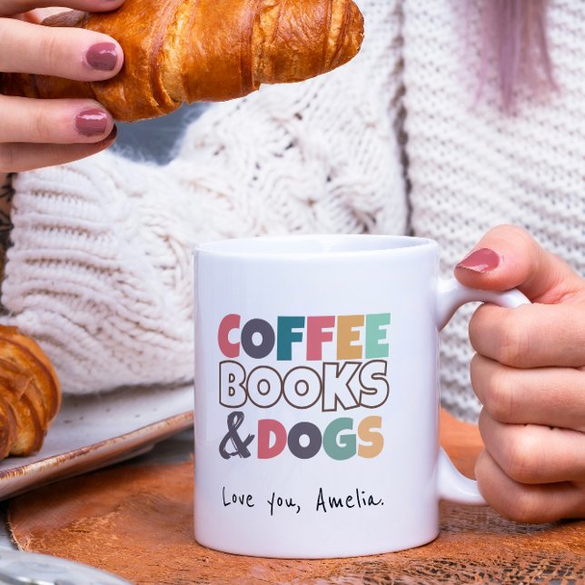 Kaffee, Bücher und Hunde - Niedlich Kaffeetasse (Von Creator hochgeladen)