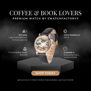 Kaffee- & Buchliebhaber-Uhr Armbanduhr