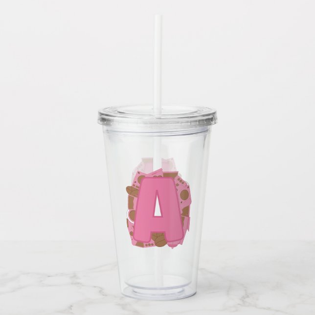 Kaffee Buchstabe A: Monogramm Anfangsbuchstabe  Acryltrinkbecher (Vorderseite)