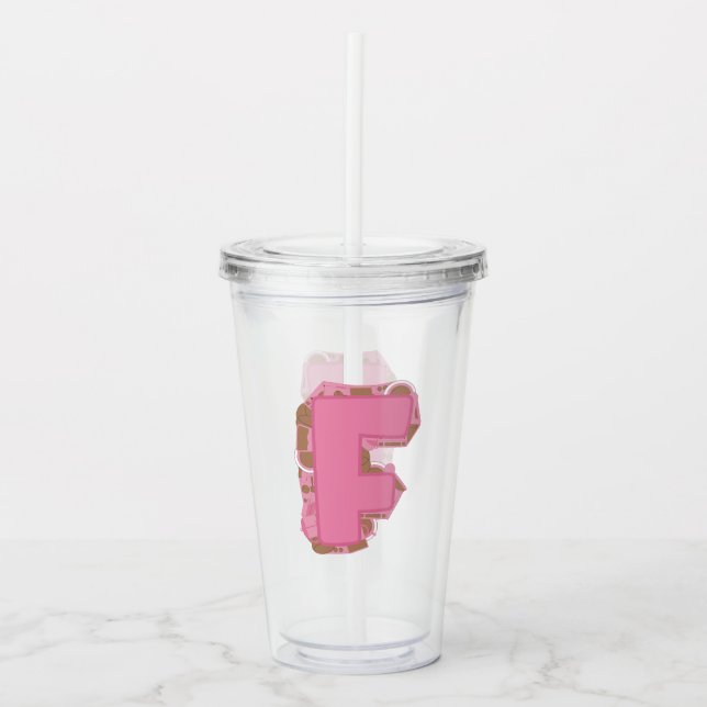 Kaffee Buchstabe F: Monogramm Anfangsbuchstabe  Acryltrinkbecher (Vorderseite)