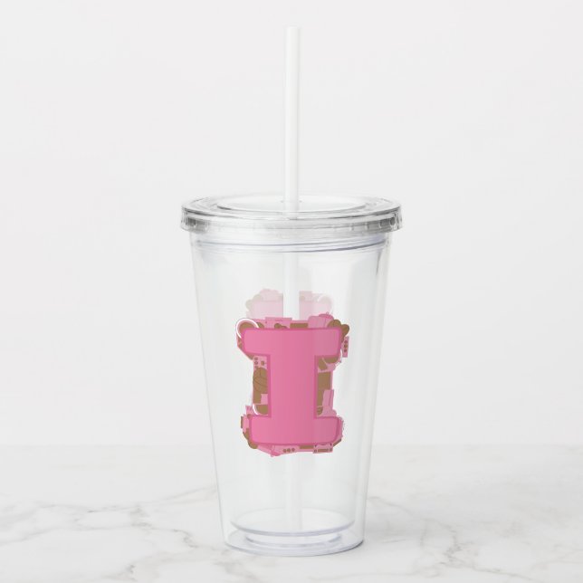 Kaffee Buchstabe I: Monogramm Anfangsbuchstabe  Acryltrinkbecher (Vorderseite)