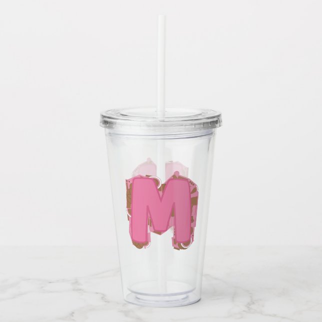 Kaffee Buchstabe M: Monogramm Anfangsbuchstabe  Acryltrinkbecher (Vorderseite)