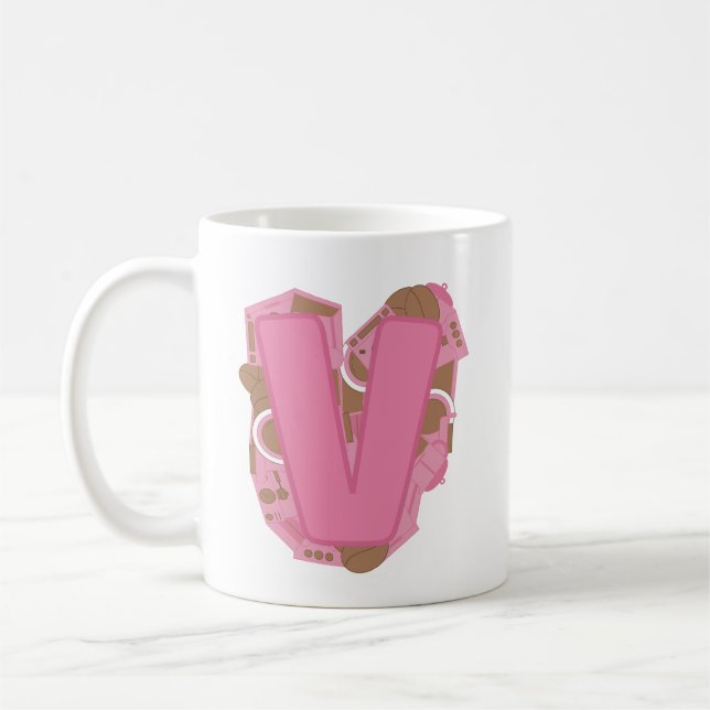 Kaffee Buchstabe V: Monogramm Anfangsbuchstabe  Kaffeetasse (Links)