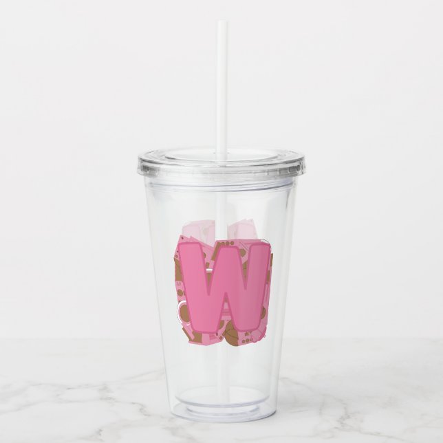 Kaffee Buchstabe W: Monogramm Anfangsbuchstabe  Acryltrinkbecher (Vorderseite)