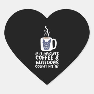 Kaffee Bulldogs Herz-Aufkleber