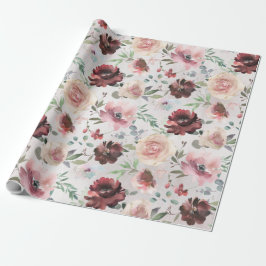 Kaffee Burgund Pink Peony & Mondial Rose Garden Geschenkpapier
