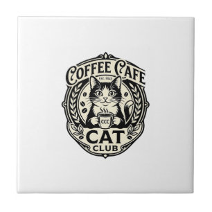 Kaffee Cafe Katze Lustige Katze Grafik - Kaffee Ca Fliese