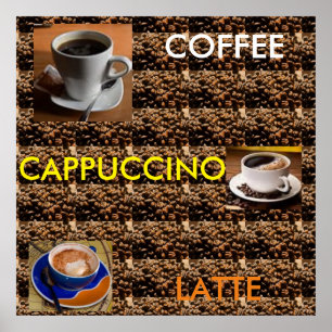 KAFFEE CAPPUCCINO LATTE POSTER SPEISEKARTE