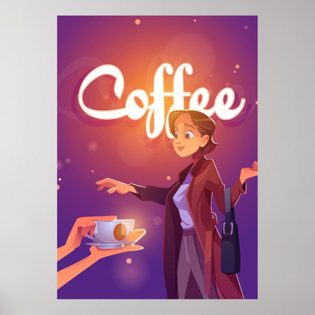 Kaffee-Cartoon Poster (Vorne)