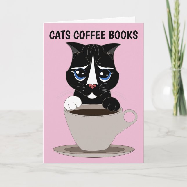 KAFFEE CAT ART GREETKARTE, JEDEN ANLASS BLANK KARTE (Vorderseite)