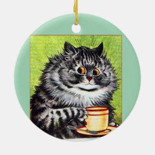 KAFFEE CAT LOUIS WAIN ART ORNANAMENT KERAMIK ORNAMENT