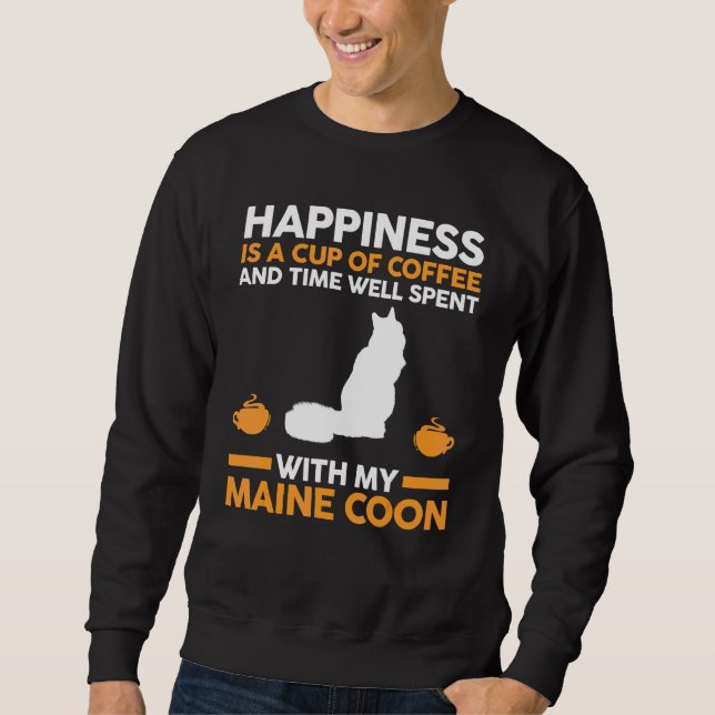 Kaffee Cat Maine Coon Sweatshirt (Vorderseite)