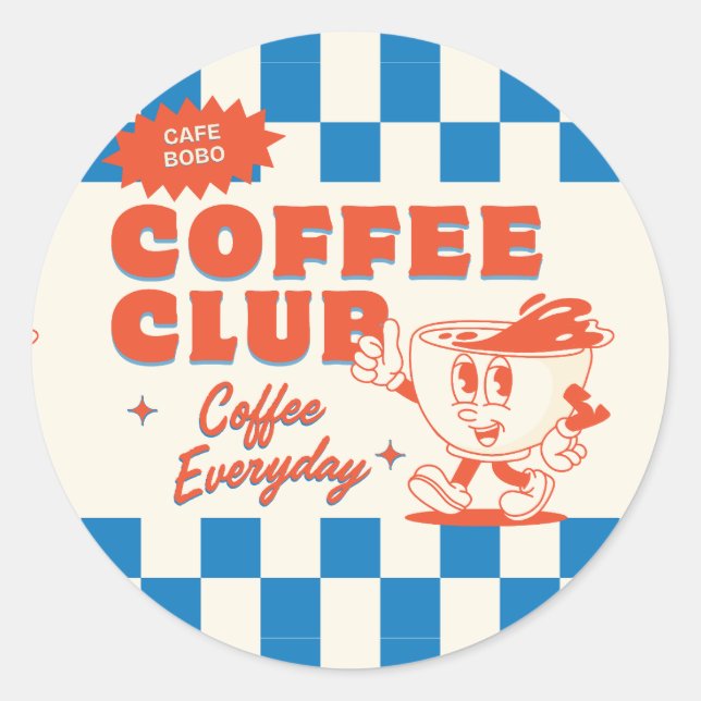 Kaffee Club Round Aufkleber - Bezaubernder Kaffee  (Vorderseite)