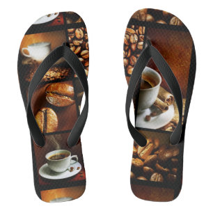 Kaffee-Collage 2 Flip Flops