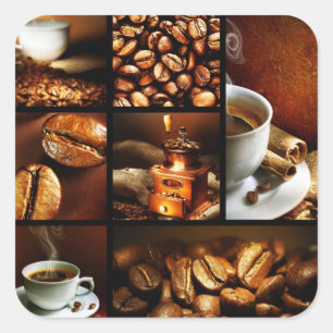 Kaffee-Collage 2 Quadratischer Aufkleber