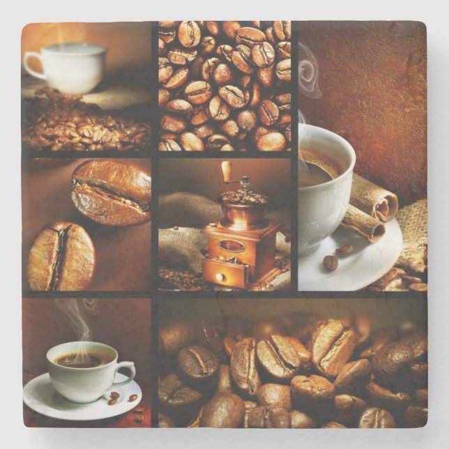 Kaffee-Collage 2 Steinuntersetzer (Vorderseite)