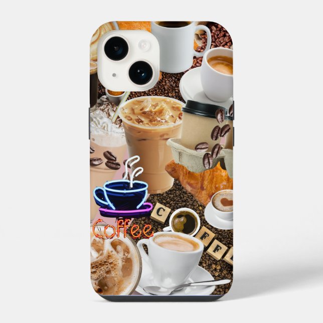 Kaffee Collage Handy Case iPhone Hülle (Rückseite)