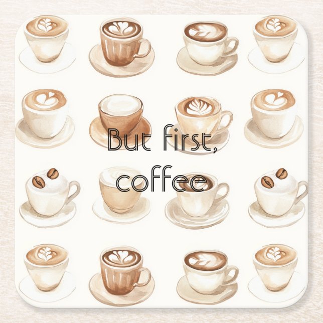 Kaffee Creme Tassen Rechteckiger Pappuntersetzer (Vorderseite)