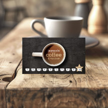 Kaffee-Cup auf Black Wood Coffee Shop Loyalty Card