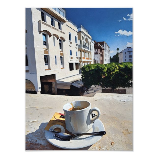 Kaffee-Cup auf dem Balkon Fotodruck (Vorne)