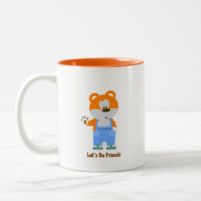 Kaffee-Cup: Bär "Let's Be Friends" Zweifarbige Tasse (Links)